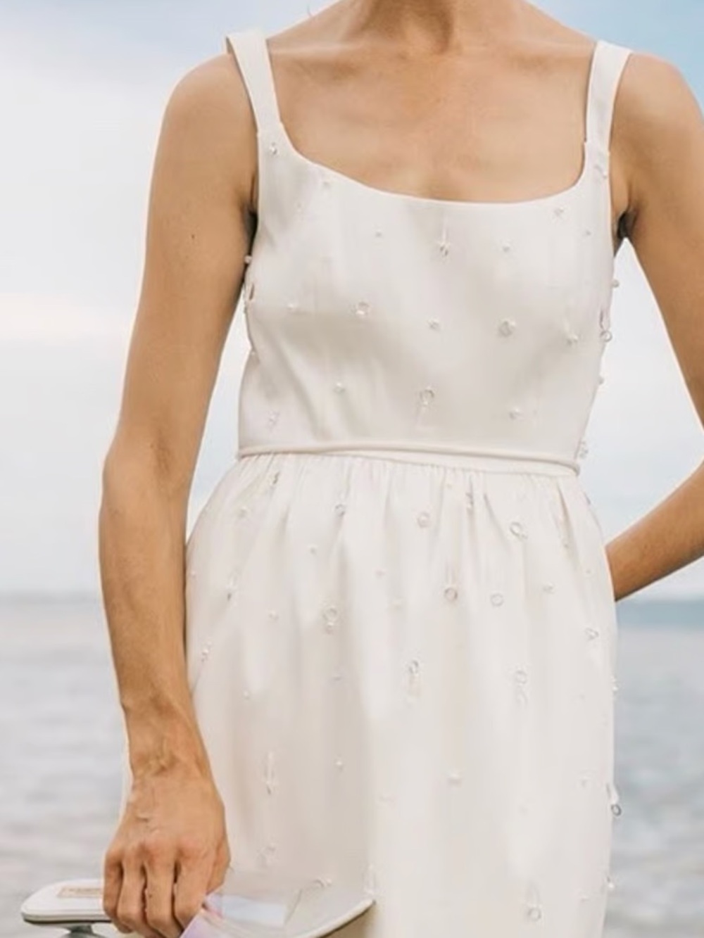 NWT ANTONIO MELANI x Elizabeth damrich glass mikado White Beaded Dress size 4 - Picture 5 of 14